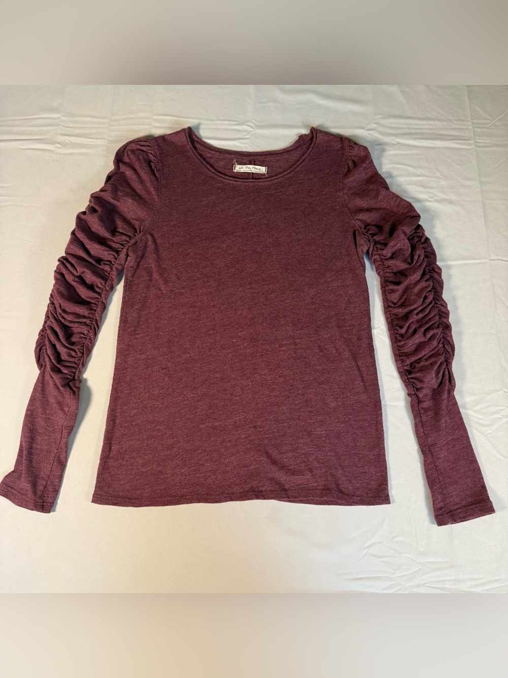 We The Free Ruched Sleeve Long Sleeve Top - Wine